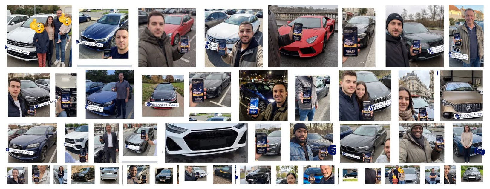 Clients Econnect Cars avec leur voiture importée, livrée clé en main